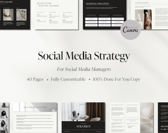 Social Media Strategy Template: Client Report, Marketing Plan (Canva, Instant Download)