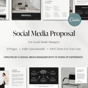 Social Media Proposal Template for Canva | Editable Client Pitch Deck | Social Media Management Proposal | Marketing Agency Template