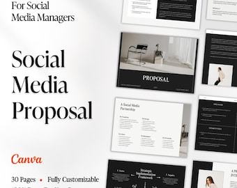 Social Media Management Proposal Template | Editable 30-Page Canva Design | SMM Client Pitch