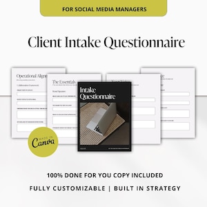 Client Intake Questionnaire Template for Social Media Managers | Editable Onboarding Form | Brand Detail Sheet