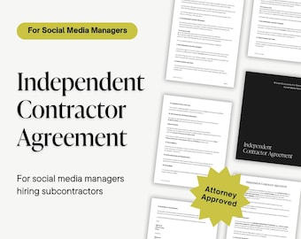 Independent Contractor Agreement Template for Social Media Managers | Editable Freelancer Contract | International-Friendly Legal Template