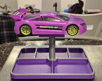 Mini-Z Rotating Car Stand with Parts Tray