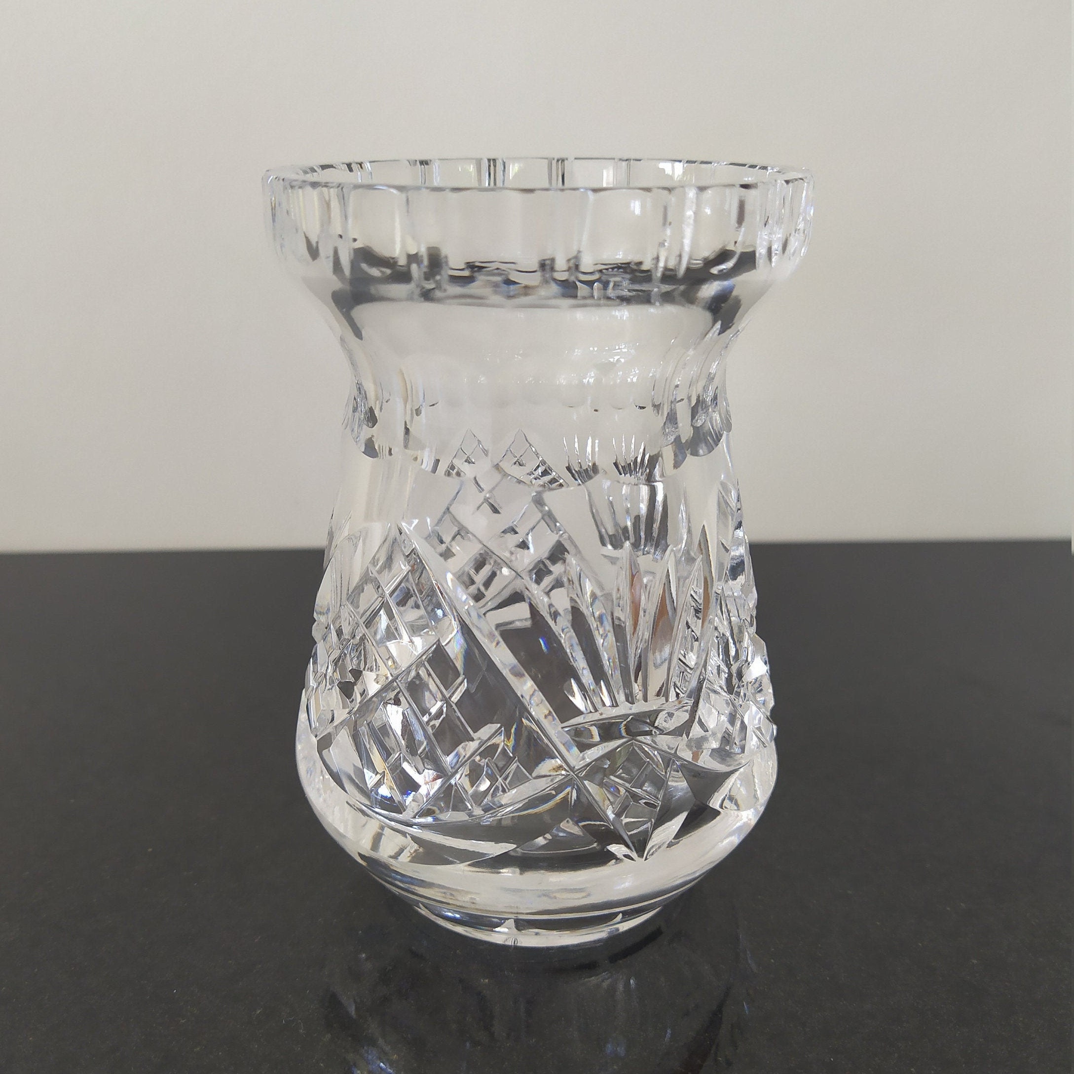 Vintage small crystal vase deep cut glass ornamental hand Etsy