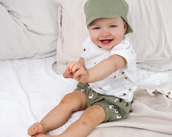 Muslin sun hat with neck protection, 100% organic cotton, baby sun hat, child's summer hat, sun protection, double gauze