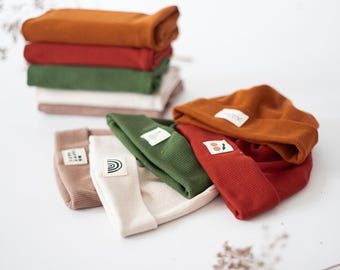 Hipster beanie and loop scarf set, double-layered organic rib jersey - the perfect little gift for young and old in matching outfits