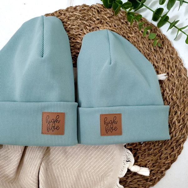 Hipster Beanie personalisierbar in vielen Farben für die ganze Familie | Kinderbeanie | Kindermütze Rippenstrick Beanie | Geschenk Geburt