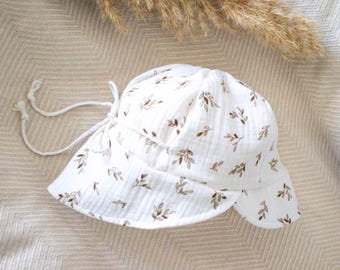 Adjustable muslin sun hat - lightweight, breathable and handmade - perfect sun protection for babies, children and teenagers