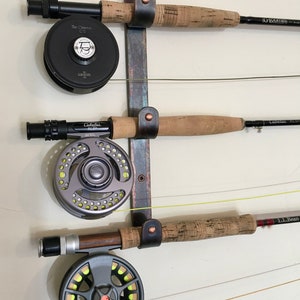 Fly Fishing Rod Holder, Fishing Pole Holder, Fishing Rod Display, Fishing Gifts for Men, Fishing Decor, Wall Mounted