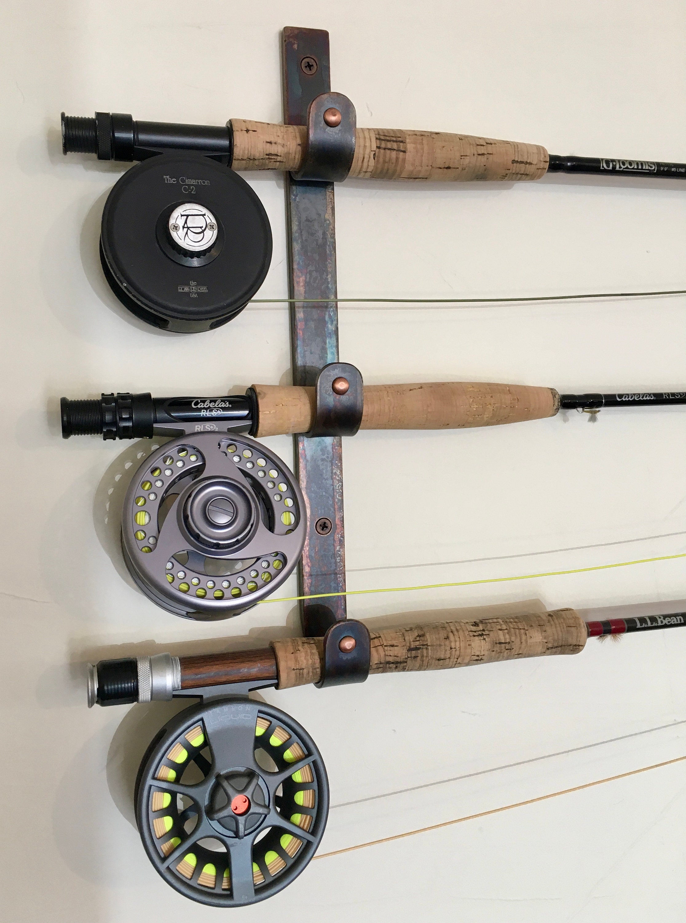 Fly Fishing 3 Rod Holder, Three, Triple, Fishing Pole Holder, Fishing Rod  Display, Fishing Gifts for Men, Fishing Decor, Wall Mounted 