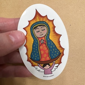 Virgen de Guadalupe cute sticker | Vinyl Waterproof Sticker for Laptops, Water Bottle, and More