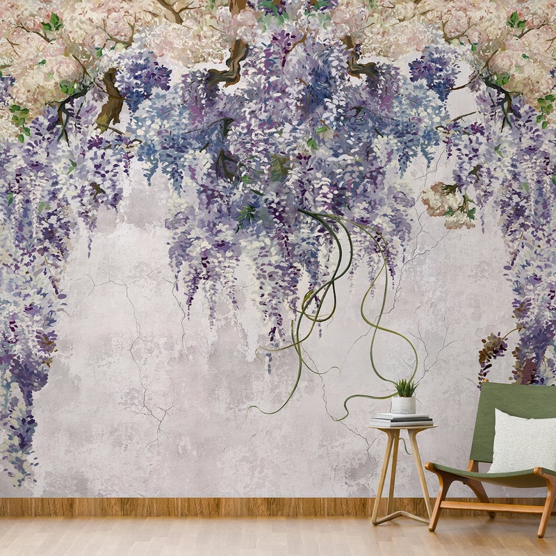 Wisteria Wallpaper - Etsy