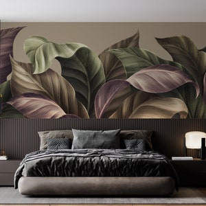 Banana Leaves Wallpaper Exotic Wall Mural Plant Peel and Stick Leaf Wall Art image 1