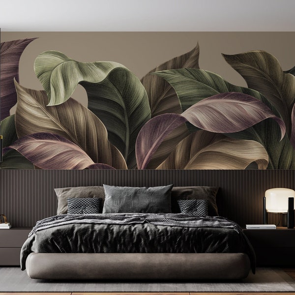 Banana Leaves Wallpaper Exotic Wall Mural Plant Peel and Stick Leaf Wall Art