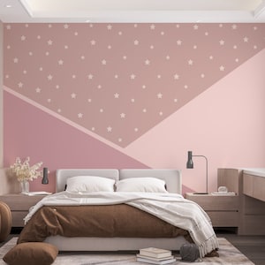 Carta da parati geometrica Sfondo rosa Murale astratto Peel and Stick