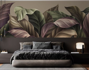 Banana Leaves Wallpaper Exotic Wall Mural Plant Peel and Stick Leaf Wall Art