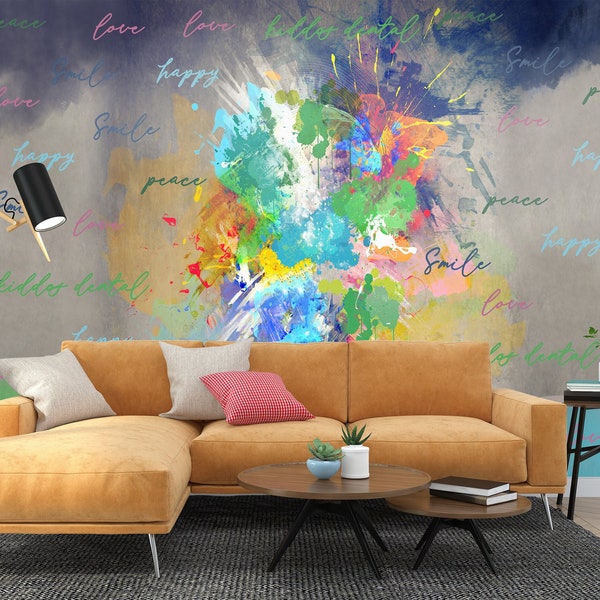 Colorful Wallpaper Multicolored Wall Mural Painting Peel and Stick