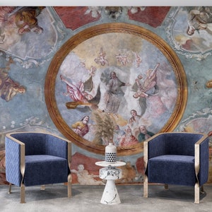 Renaissance Theme Wallpaper Peel and Stick | Sistine Chapel Wall Decor | Rococo Wall Decoration | Removable Wall Art