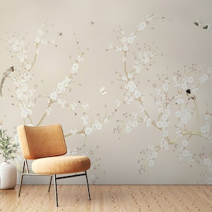 Papier peint floral Art mural chinois Papier peint fleurs de printemps