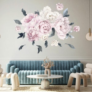Peel and Stick Pastel Peony Wall Decals: Romantic Home Decor