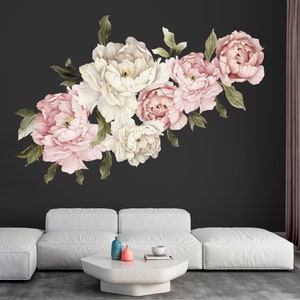 Pink Peony Rose Wall Decals: Elegant Floral Nursery Decor