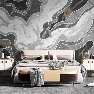 Gray Marble Wallpaper Granite Wall Mural Hygge Peel and Stick