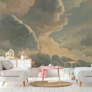 Ethereal Clouds Vintage Sky Wallpaper Peel and Stick Wall Mural