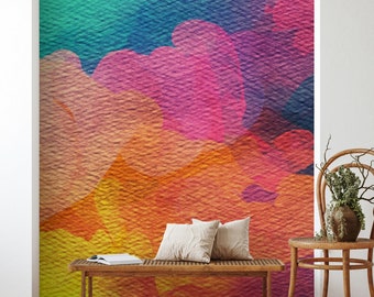 Colorful Abstract Peel and Stick Wallpaper Watercolor Background Wall Mural