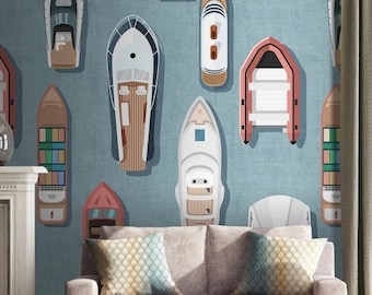 Zeilbootbehang Jachtmuurschildering Bootachtergrond Peel and Stick