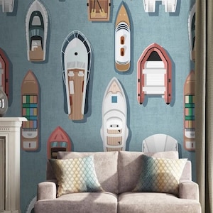 Sailboat Wallpaper Yacht Wall Mural Boat Background Peel and Stick