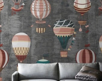 Air Balloons Wallpaper Vintage Wall Mural Kids Room Peel and Stick