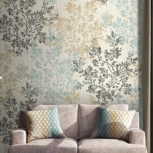WildFlowers Wallpaper Birch Branch Wall Mural Soft Pastel Peel and Stick Vintage Wall Art