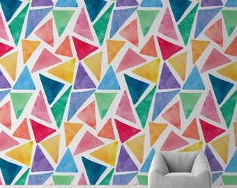 Triangle Wallpaper Peel and Stick Geometric Wall Mural Colorful Shapes Background Wall