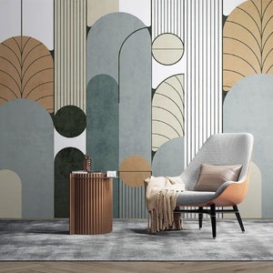 Geometric Random Shapes Peel and Stick Wallpaper / Modern Wall Mural / Wall Decor / Geometric  Wallpaper