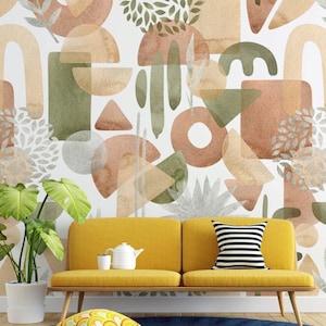 Circle Pattern Wallpaper Brown Shape Wall Mural Bonay Peel and Stick