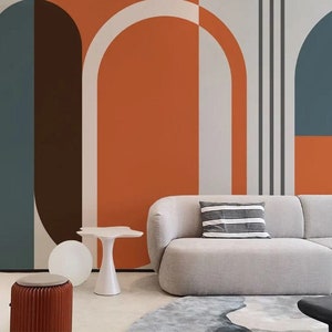 Boho Wallpaper Grey Wall Mural Bohemian Peel and Stick Blue Wall Art
