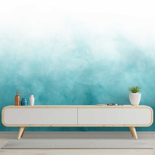 Abstract Ocean Wallpaper Wave Peel and Stick Turquoise Wall Mural