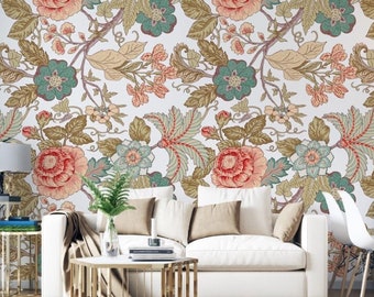 Rose Wallpaper Floral Wall Mural Vintage Wall Art Colorful Peel and Stick
