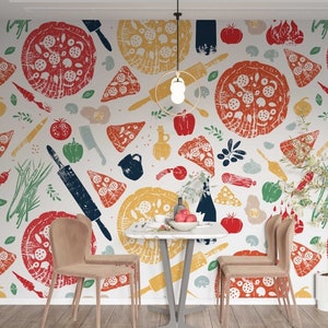 Carta da parati alimentare Pizza Murale da parete Decorazione da parete per cucina Ristorante Stacca e attacca