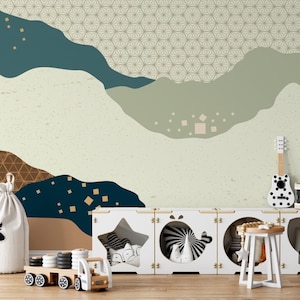 Abstract Mountain Wallpaper Landscape Wall Mural Modern Peel and Stick