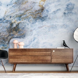 Blue Marble Wallpaper  Texture Wall Mural Gold Peel and Stick
