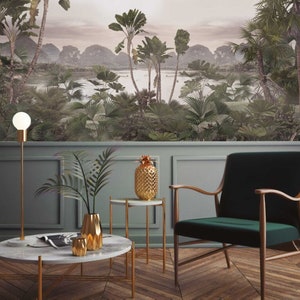 Jungle Landscape Wallpaper Mural: Rainforest Peel and Stick Wall Art