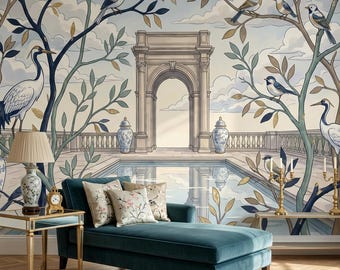 Papel pintado de cielo nublado, gris, autoadhesivo y removible para decoración de pared.