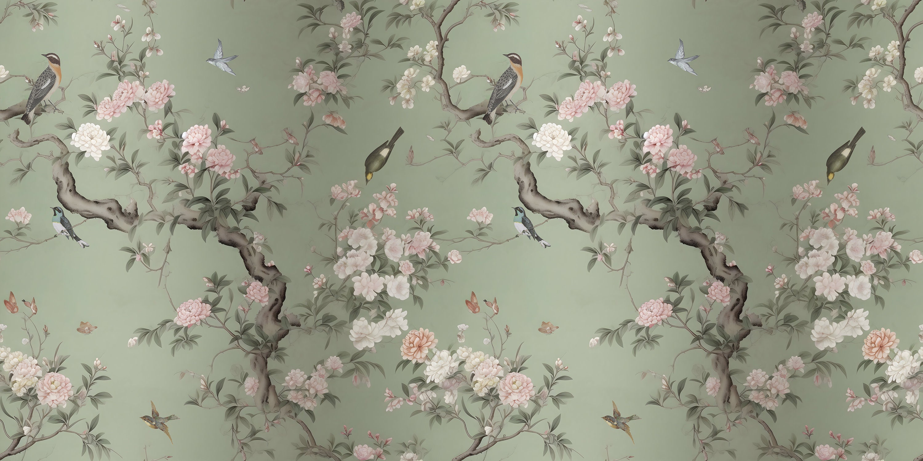 Elegant Chinoiserie Peony Blossom Wallpaper Vintage Pattern With ...