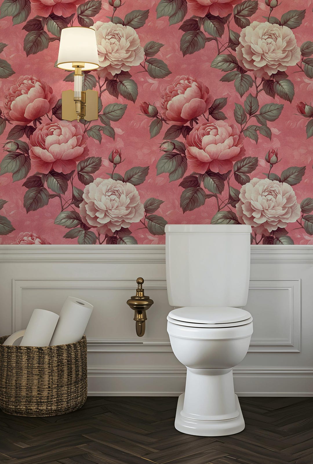 Pink Peony Wallpaper Botanical Rose Peel and Stick Vintage Removable ...