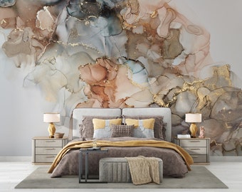 Abstract Wallpaper Fluid Wall Mural Painting Peel and Stick Art Wall Decor