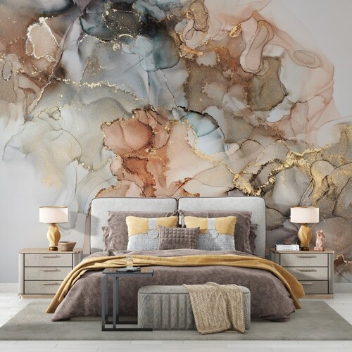 Abstract Wallpaper Fluid Wall Mural Painting Peel and Stick - Etsy