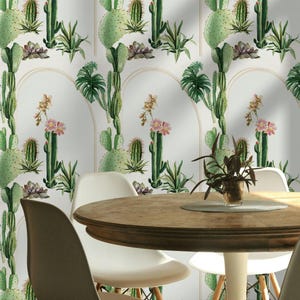 Carta da parati Cactus & Orchid Arch / Lush Botanical Oasis Wall Mural
