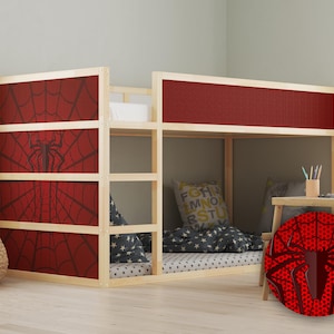 Pegatinas de superhéroes para la cama IKEA KURA: diseño de arañas lleno de acción, calcomanías despegables y adhesivas para dormitorios infantiles con temática de héroes