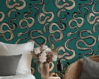 Snake Print Wallpaper Beige Reptile Peel And Stick Bold Pattern Wall Mural