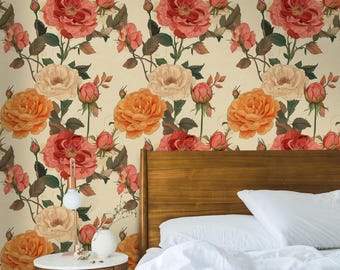 Vintage Rose Bouquet Wallpaper Wall Mural | Timeless Botanical Décor